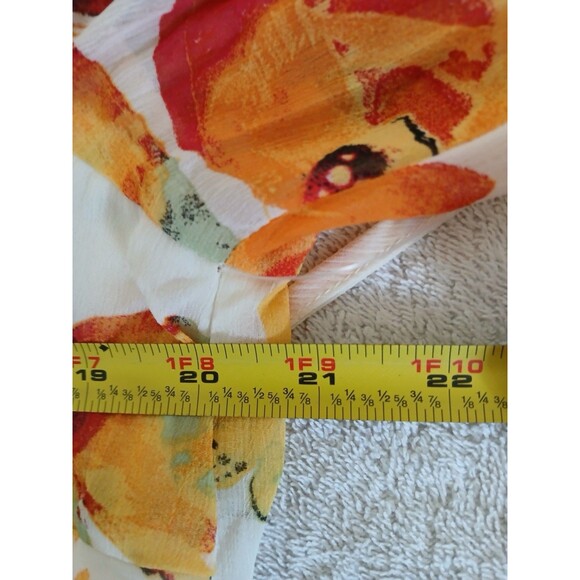 Figueroa & Flower Womens Ivory Orange Print Smocked Midi Dress Fairy Boho 2X - Picture 11 of 15